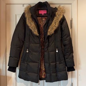 Betsey Johnson Faux Fur Hooded Coat (Small)